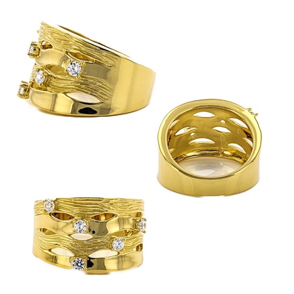 NWT - BELLE LUCE 18k Gold Plated Diamond Ring Size 7 - Picture 2 of 2